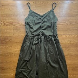 Elegant Olive Green Spaghetti Strap Dress